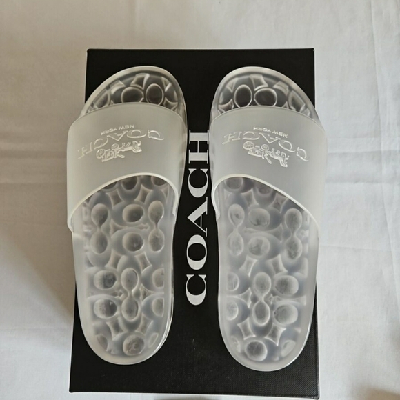 COACH Designer Ulyssa Clear Jelly Rubber Slides Sandals Sz 8 - Picture 1 of 7